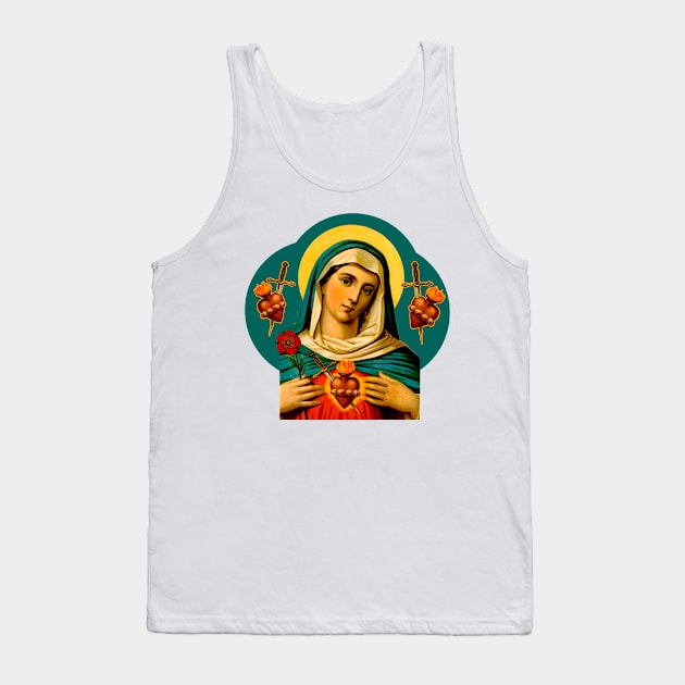 The burning and painful heart of the Virgin Mary of Sorrows Tank Top by Marccelus